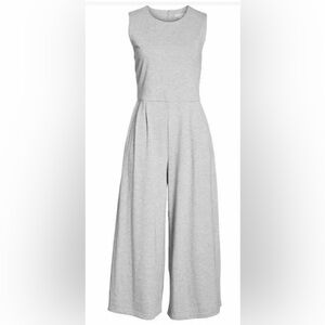 Eileen Fisher Light Gray cotton cropped Sleeveless Jumpsuit